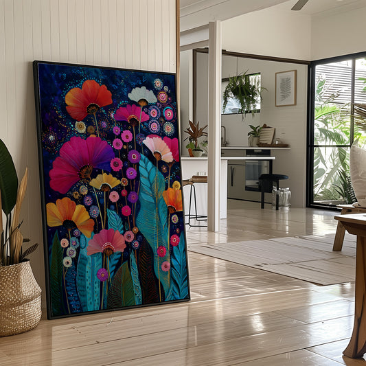 Midnight Garden Blooms Electric Dreams