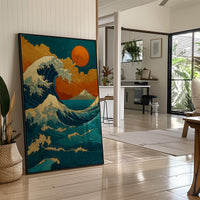 Teal Waves Chase Golden Horizons