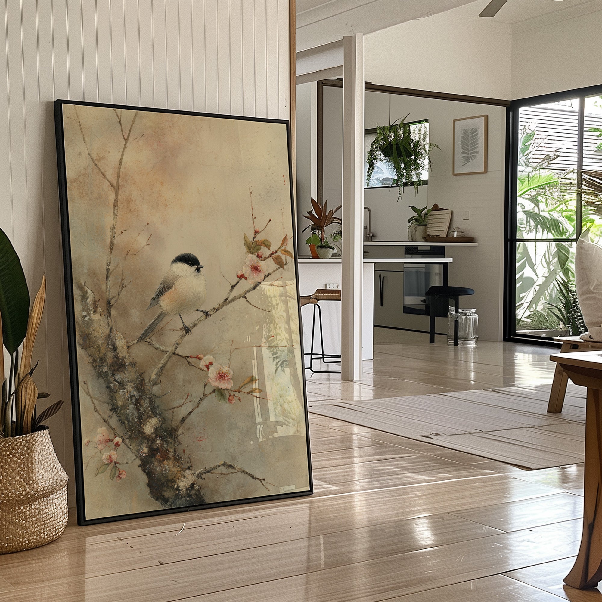 Little Bird Meets Cherry Blossom Spring