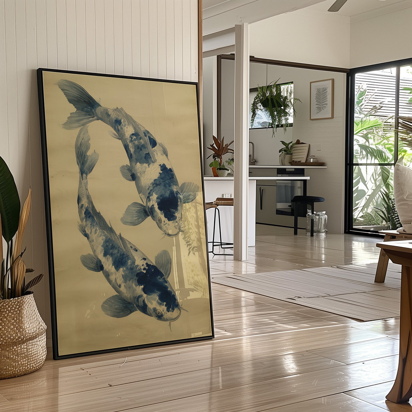 Blue Koi Dance In Golden Light