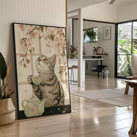 Cherry Blossom Tea With Curious Cat