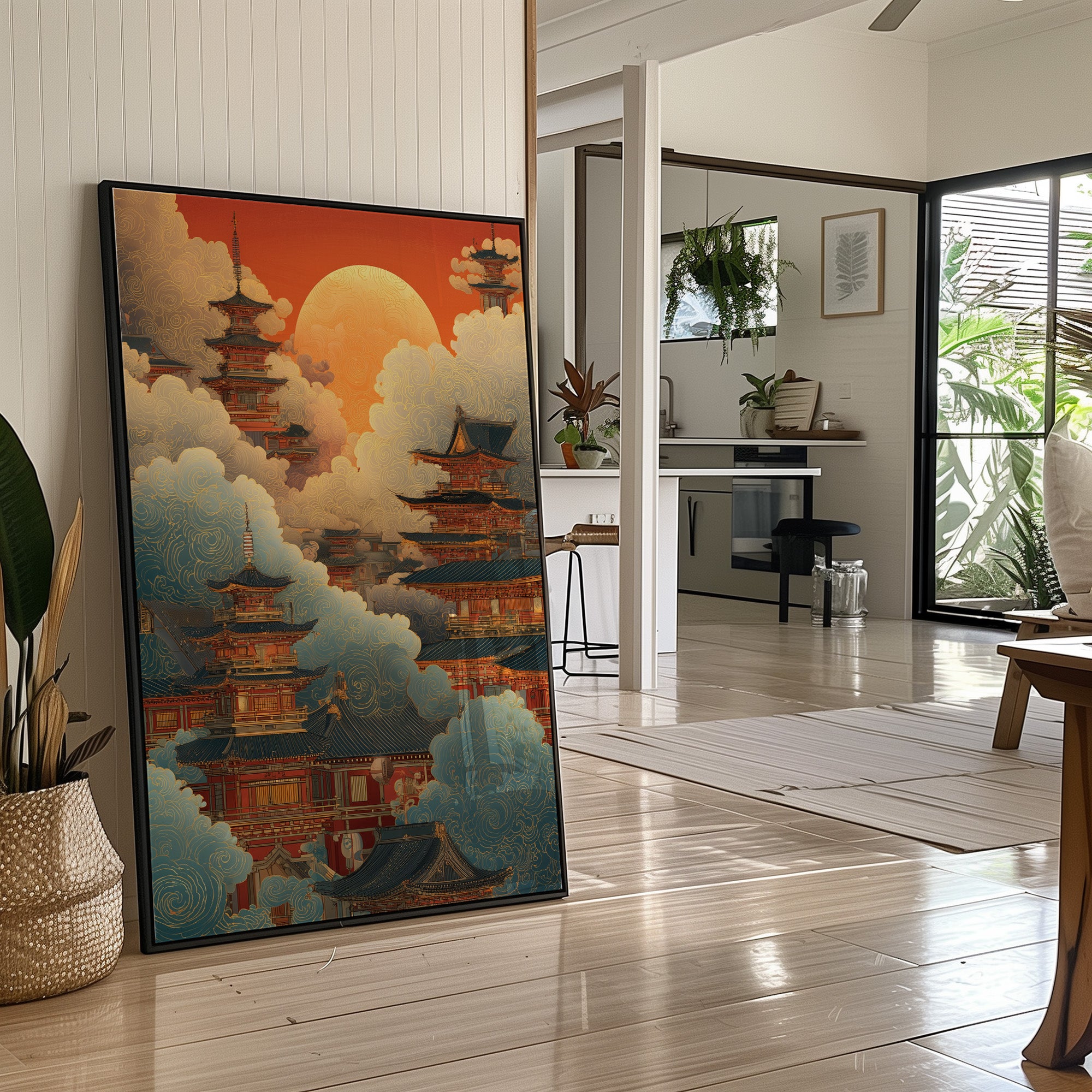 Sacred Temples Float Among Sunset Clouds