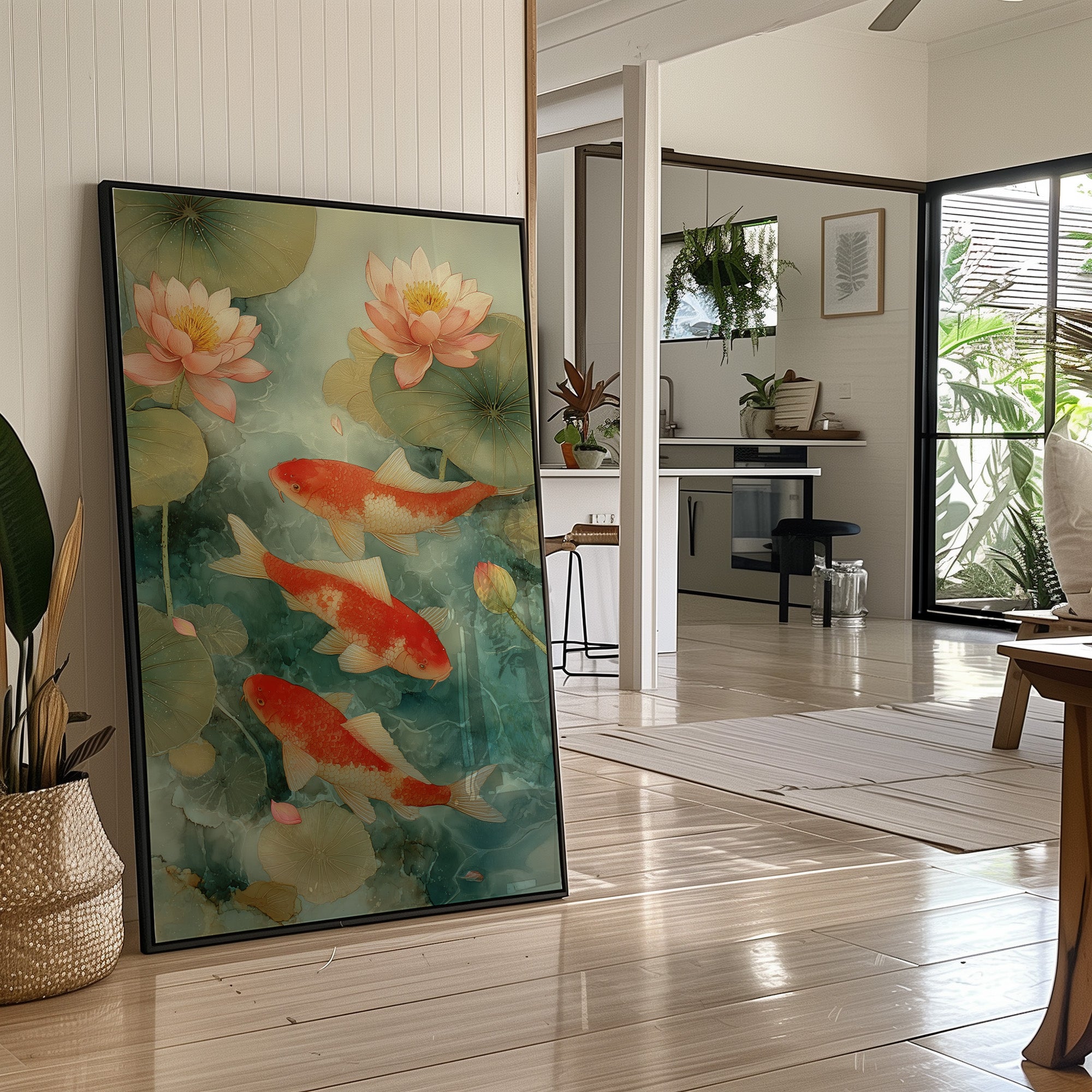 Coral Fish Dance Above City Windows