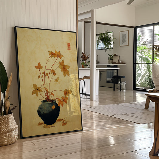 Maple Leaves Dance In Blue Pottery