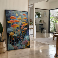 Luminous Mushrooms Dance Under Stars