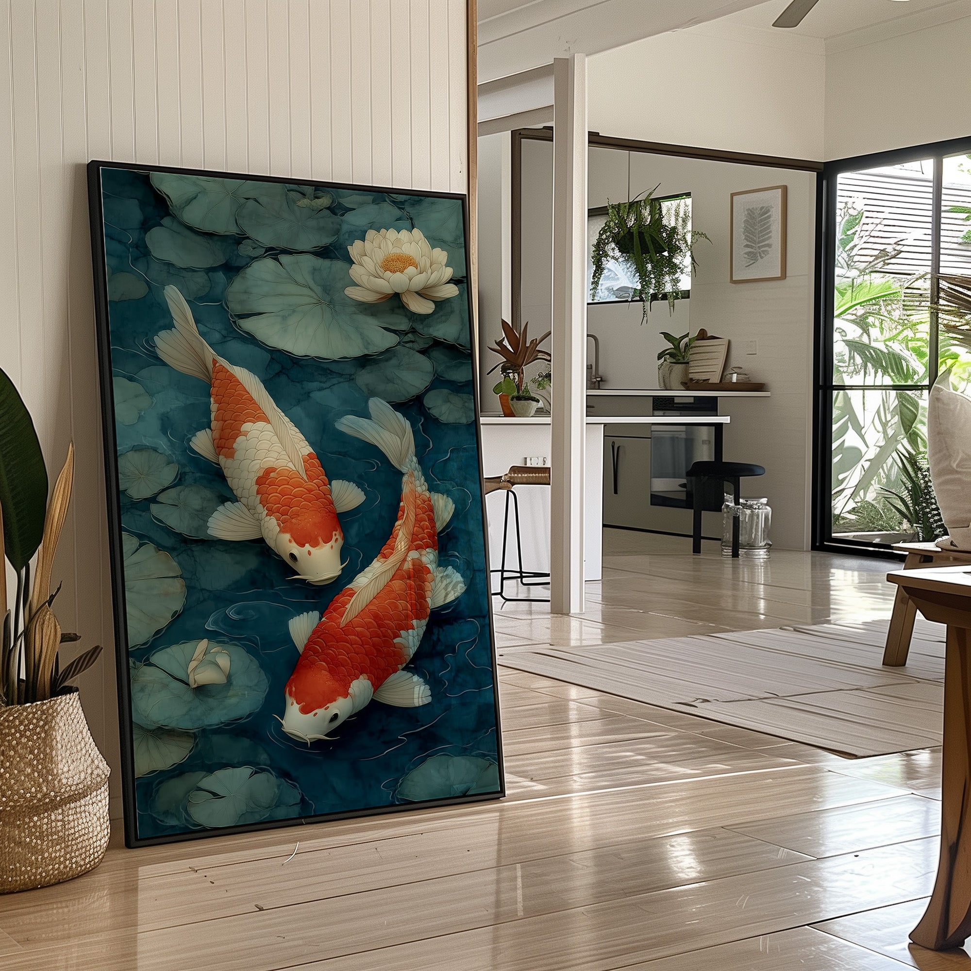 Koi Dance Below Lotus Light