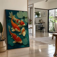 Koi Dance Among Jade Lilies