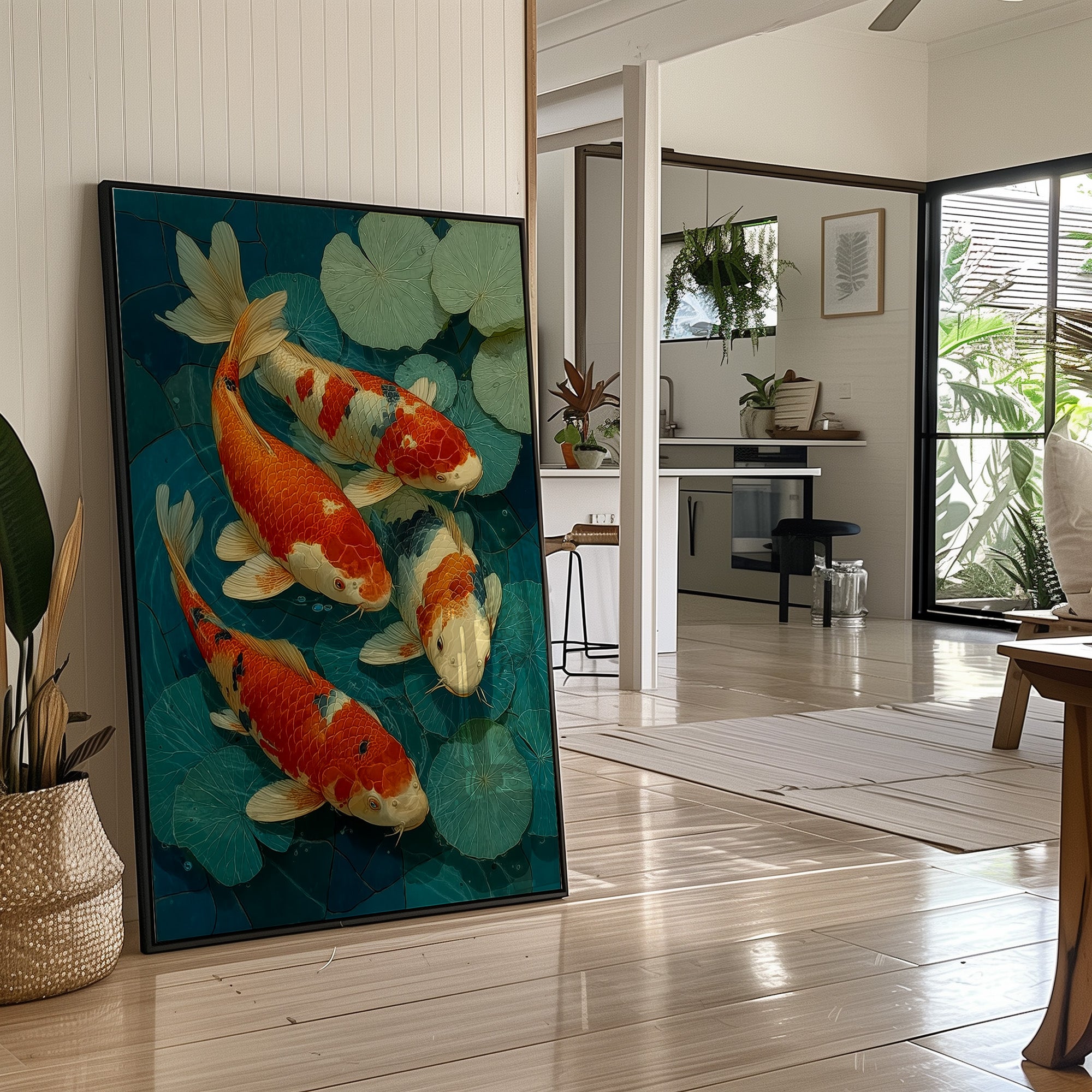 Koi Dance Among Jade Lilies