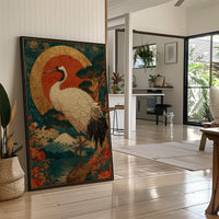 Noble Crane Greets Rising Sun