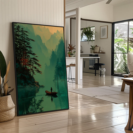 Lone Boatman Seeks Emerald Waters