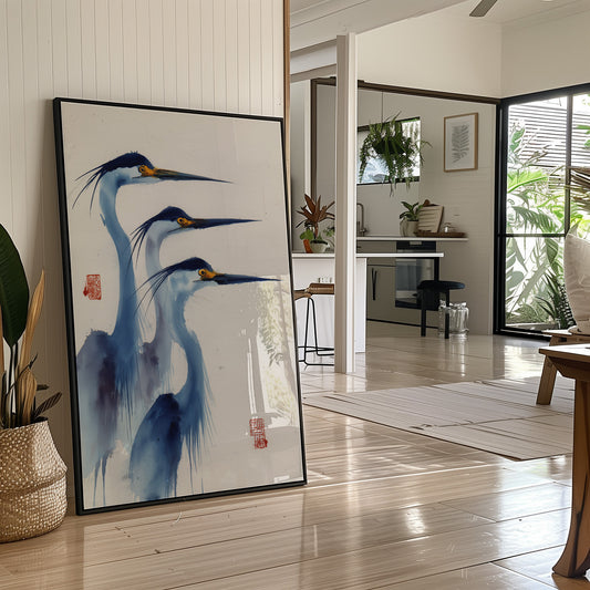 Blue Herons Dance In Morning Light