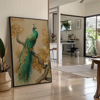 Jade Peacock Among Golden Leaves