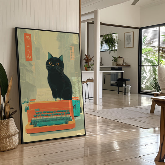 Curious Cat Meets Vintage Typewriter