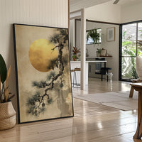 Pine Branches Dance With Golden Moon