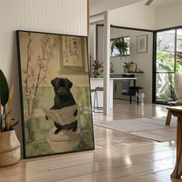 Pug's Morning News And Cherry Blossoms