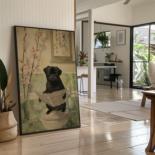 Pug's Morning News And Cherry Blossoms