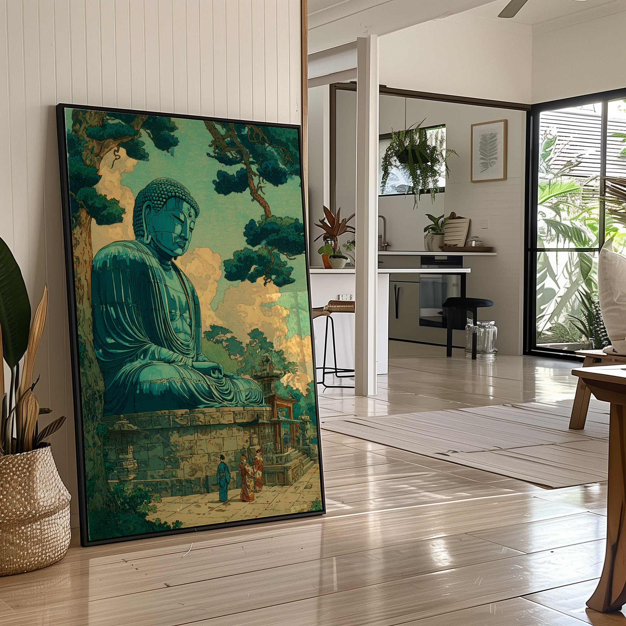 Jade Buddha Beneath Golden Clouds