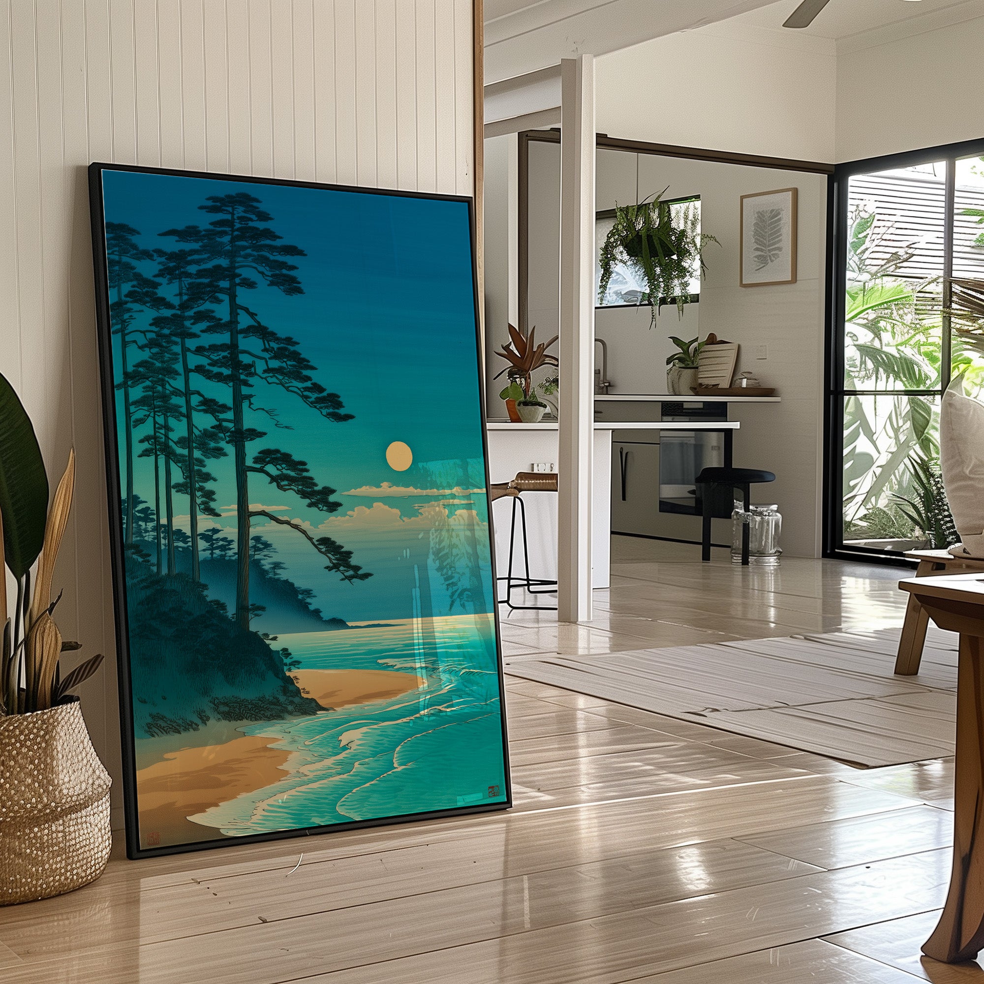 Moonlit Pines Meet Pacific Tides