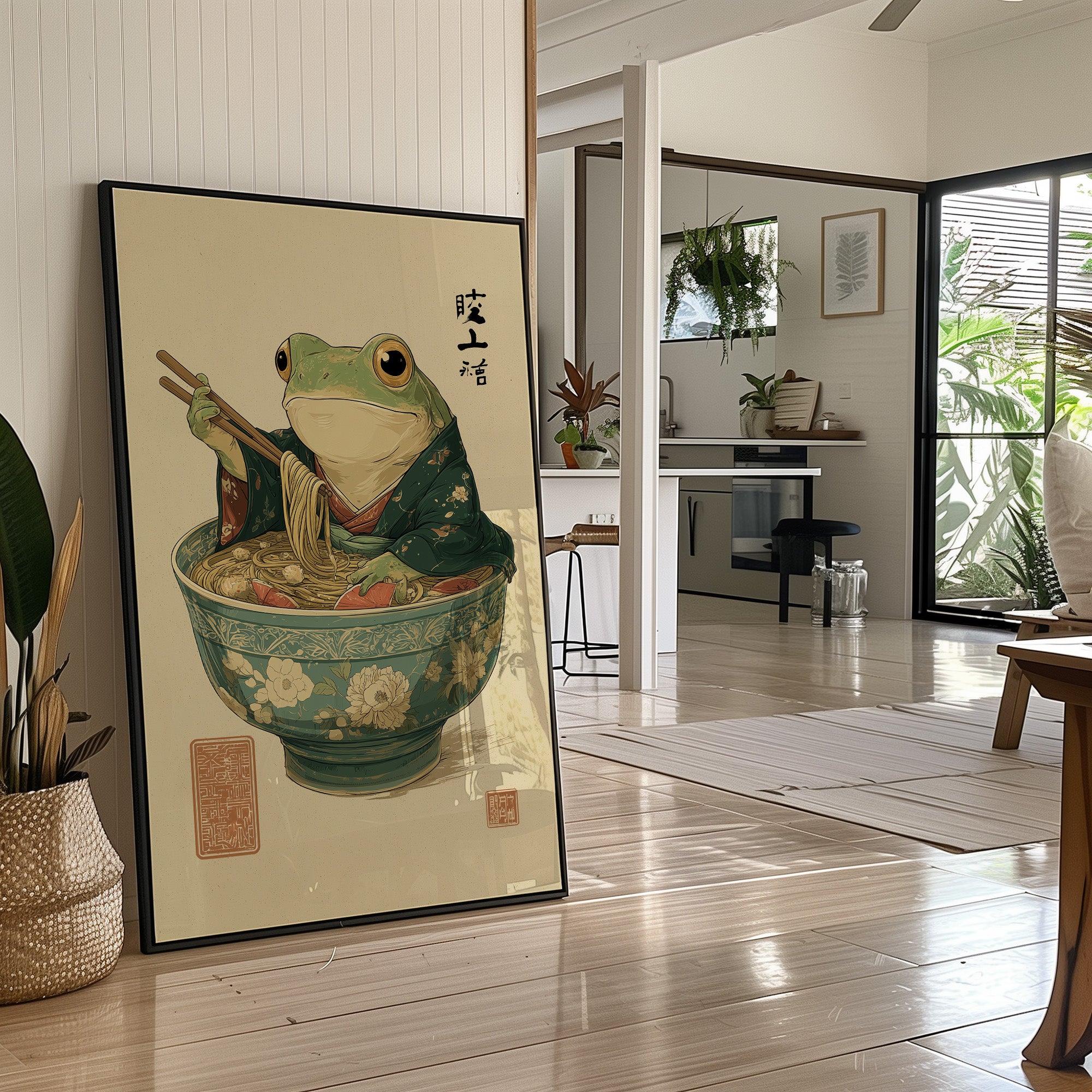 Wise Frog Savors Noodle Symphony