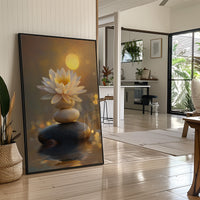 Sacred Lotus Bathes In Golden Light