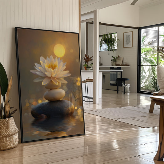 Sacred Lotus Bathes In Golden Light