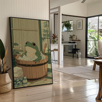 Frog's Peaceful Soak In Bamboo Bath