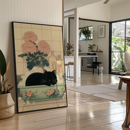 Black Cat's Garden Bath Dreams