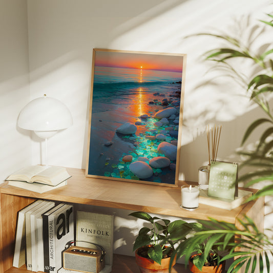 Turquoise Stones Catch Sunset's Fire