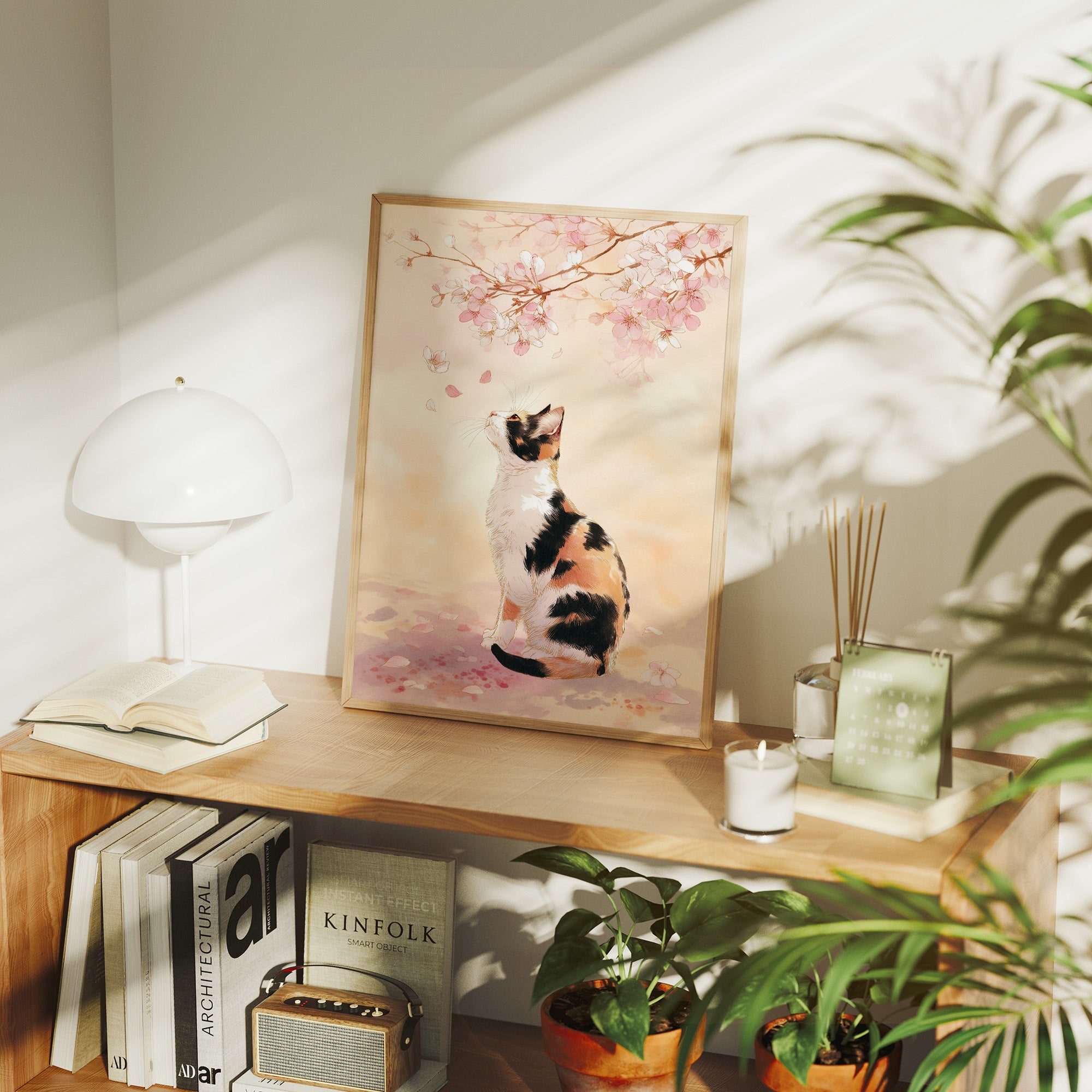 Calico Dreams Under Cherry Blossoms