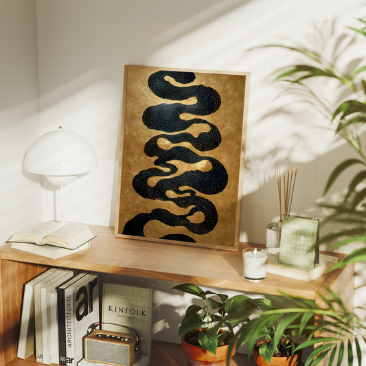 Serpentine Scales Dance In Gold