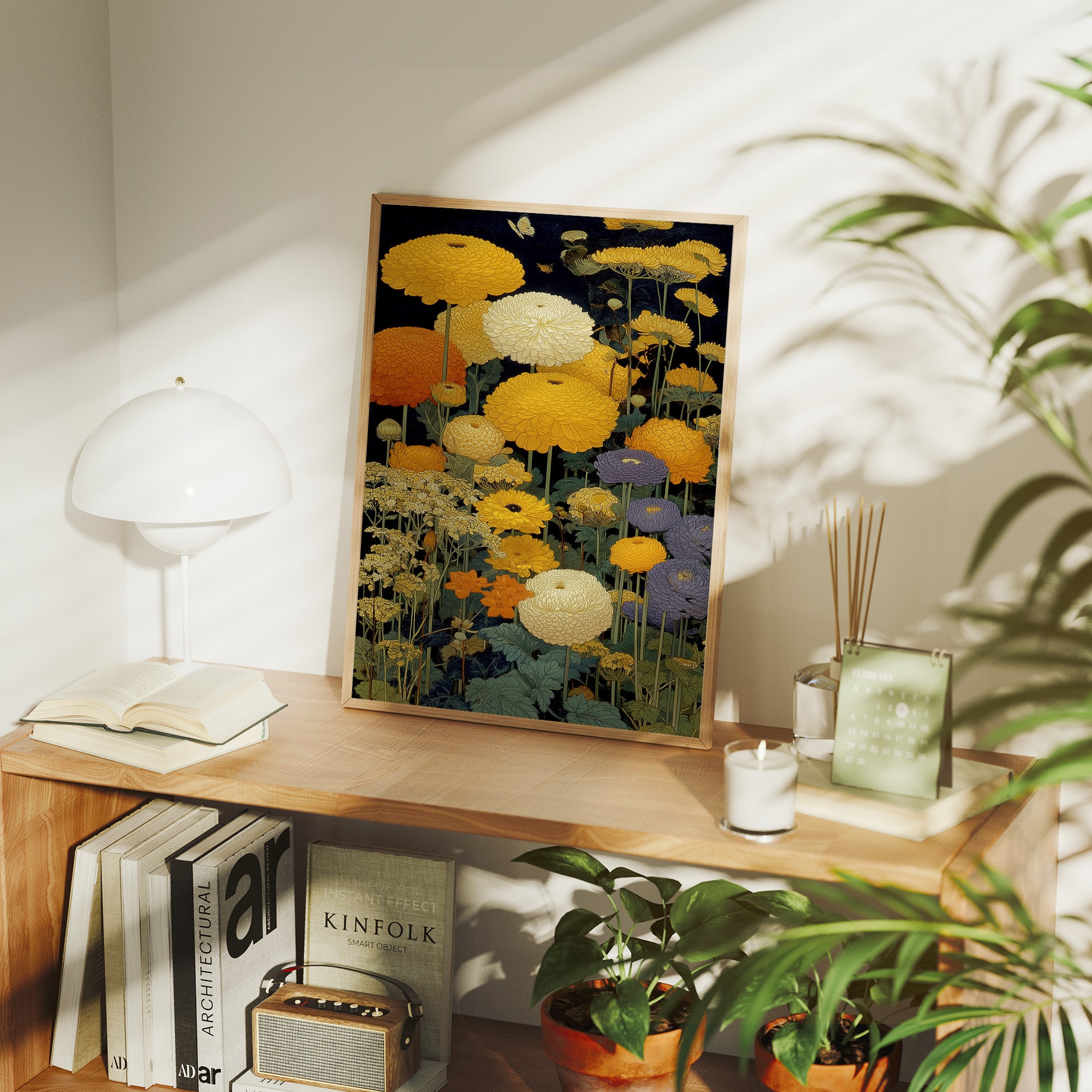 Golden Blooms Dance Through Midnight Gardens