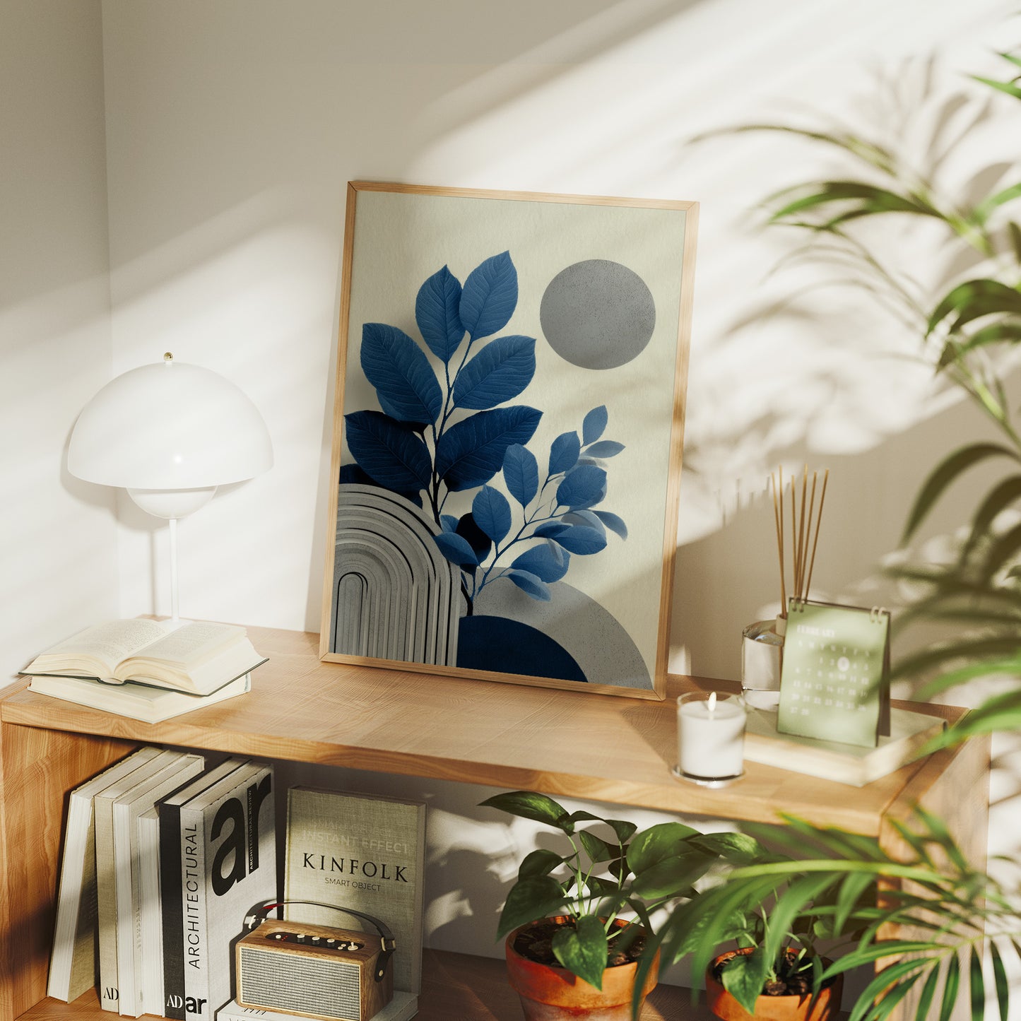 Blue Leaves Dance With Silver Moons