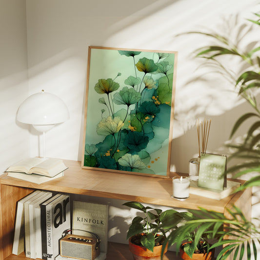 Jade Petals Dance In Watercolor