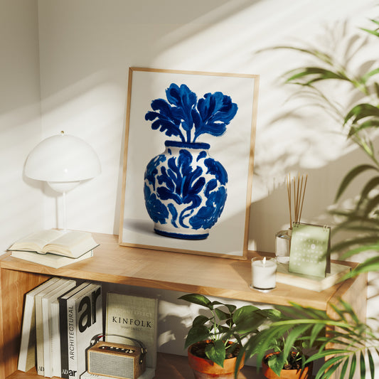 Cobalt Petals Dance In White