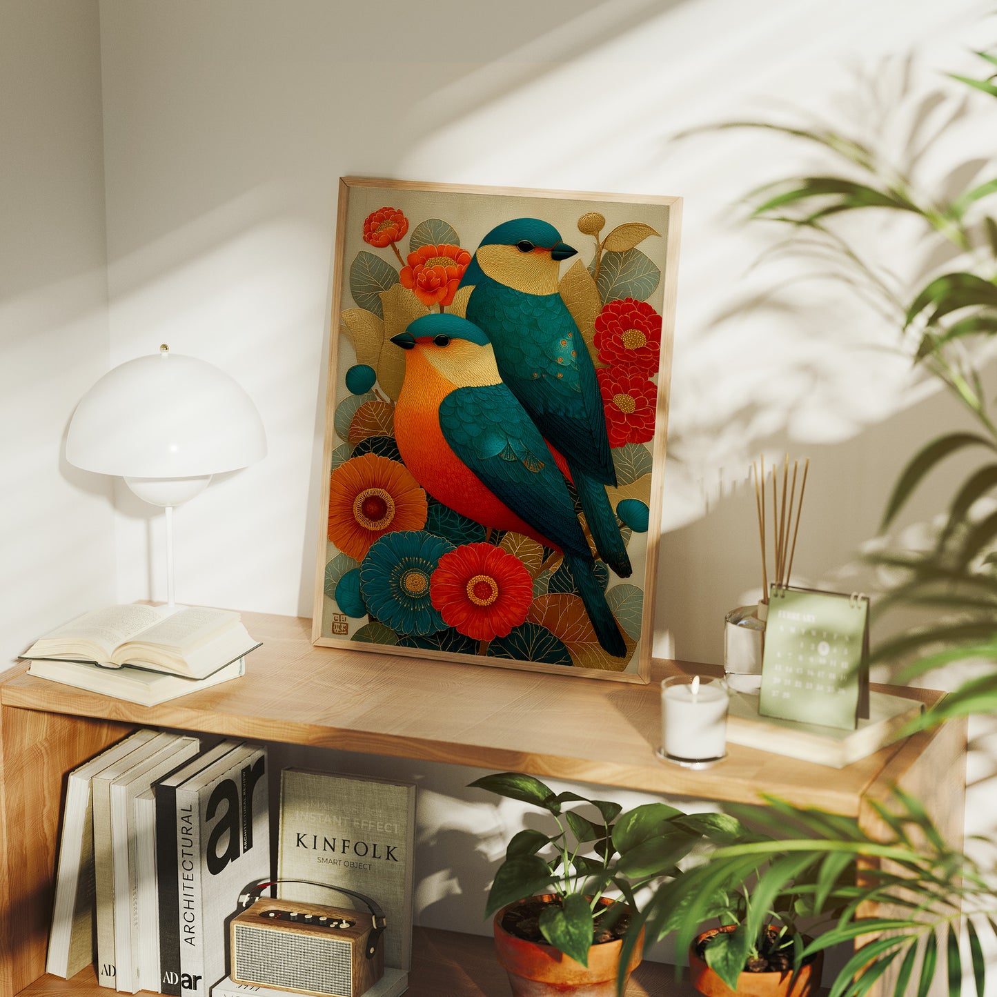 Birds Dance Among Coral Blooms