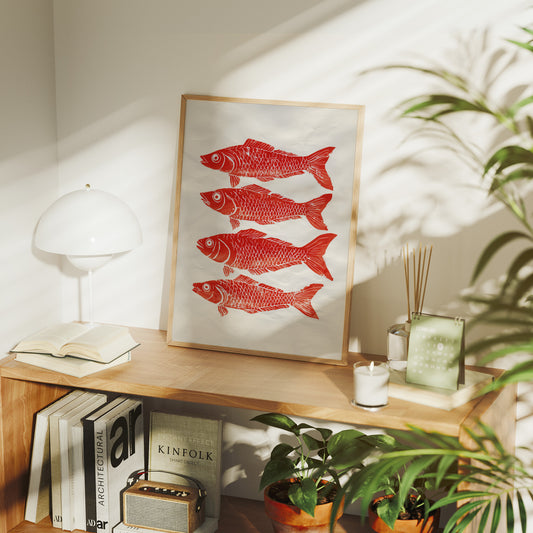 Red Fish Dance In Morning Light