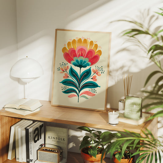 Folk Blossoms Dance In Turquoise Light