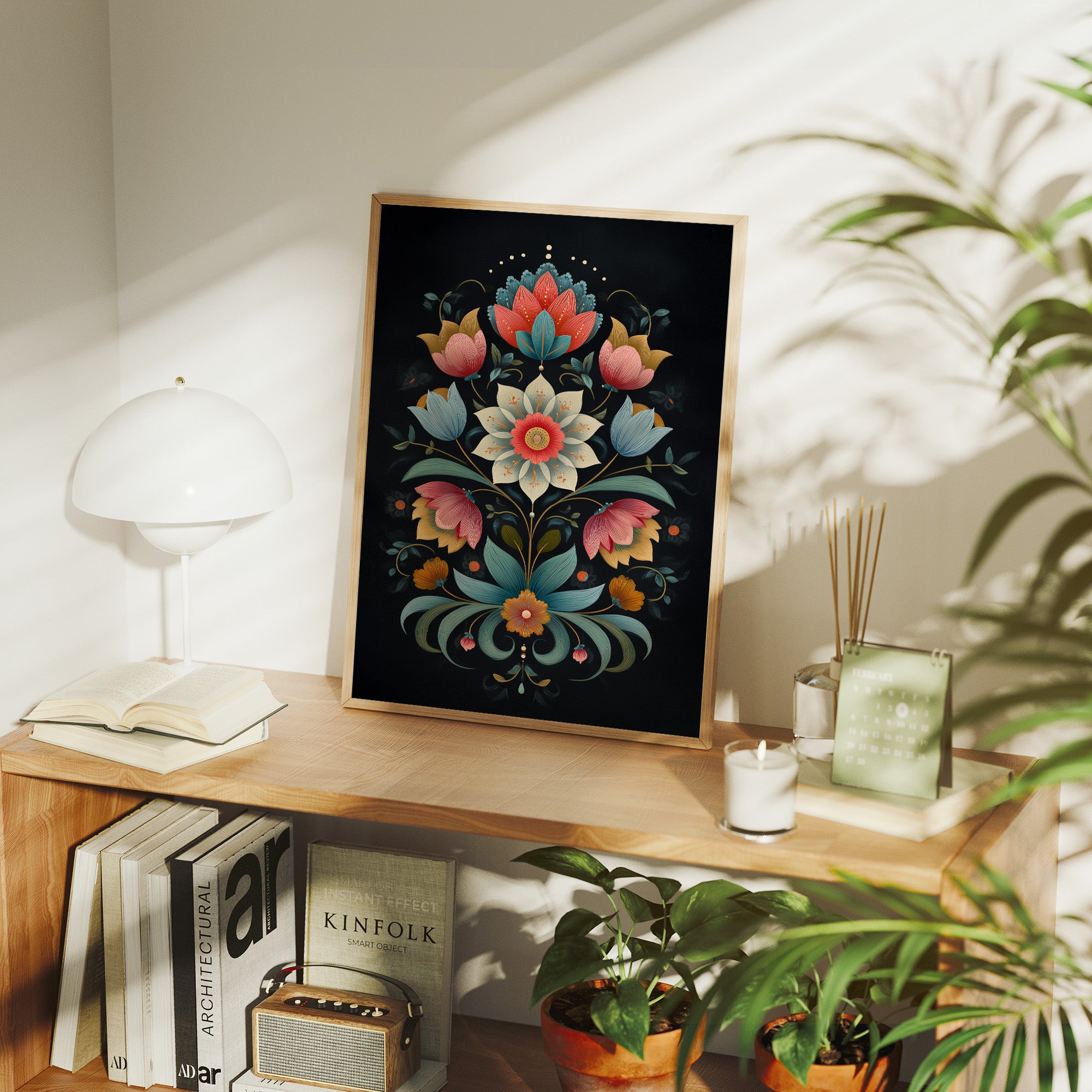 Midnight Garden Blooms In Coral