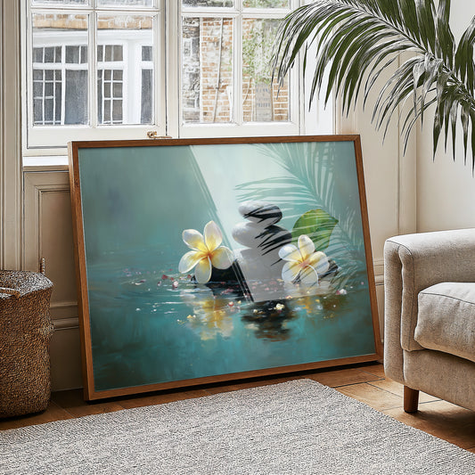 Plumeria Floats On Turquoise Waters