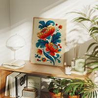 Folk Blooms Dance In Teal