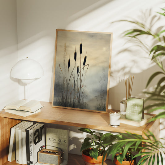 Cattails Dance Above Evening Mist