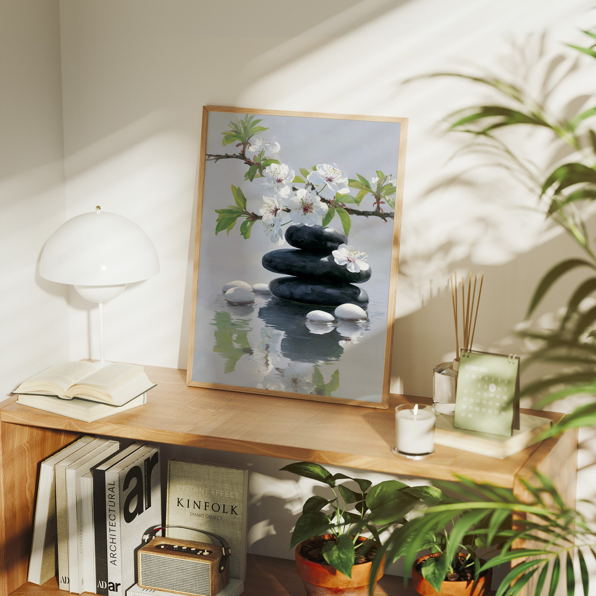 Cherry Blossoms Dance Above Still Waters