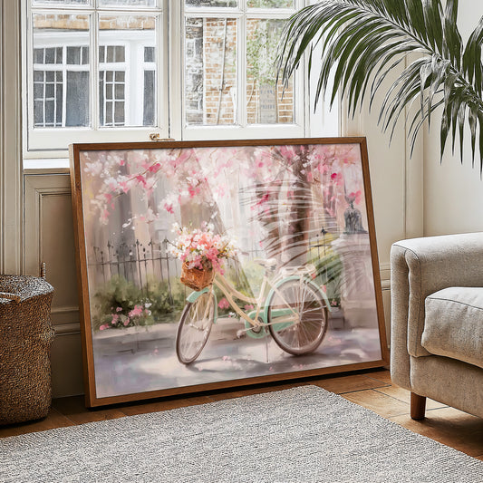 Blossoms Drift Past Vintage Wheels