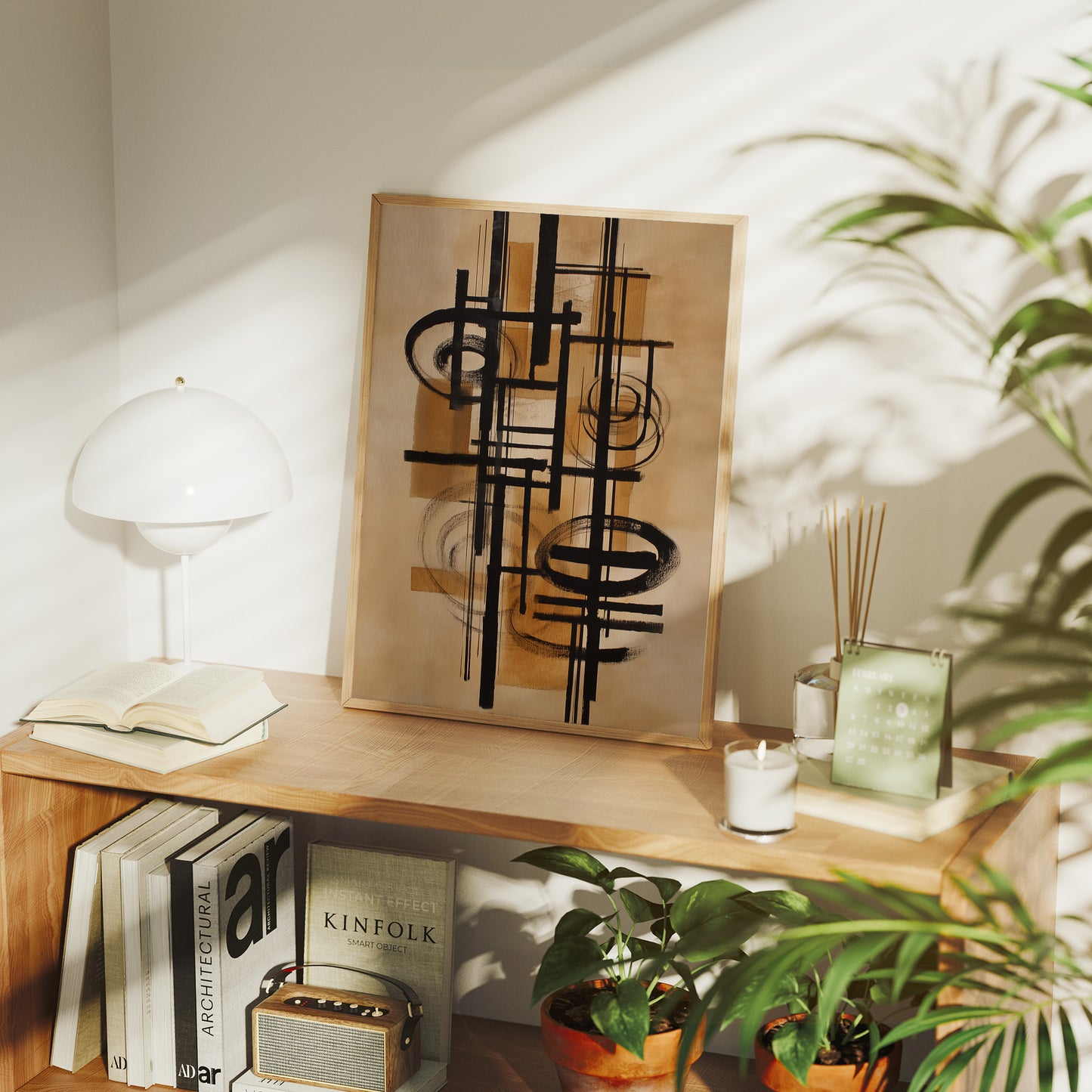 Lines Dance Through Golden Light