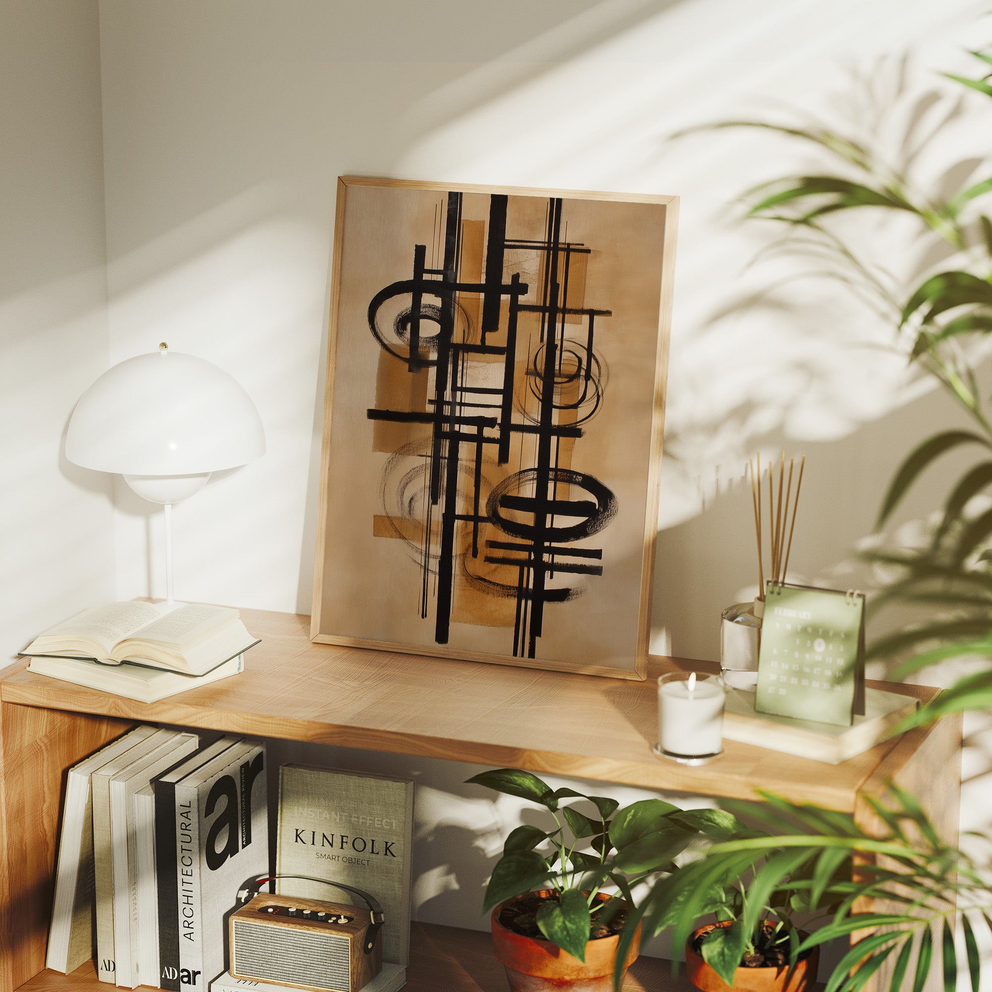 Lines Dance Through Golden Light