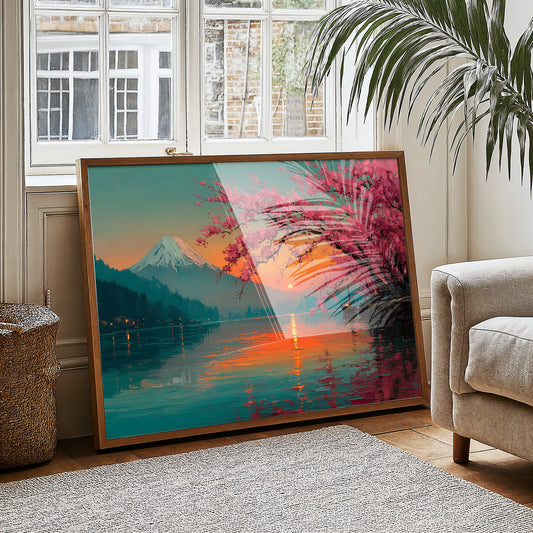 Cherry Blossoms Paint The Sunset Lake