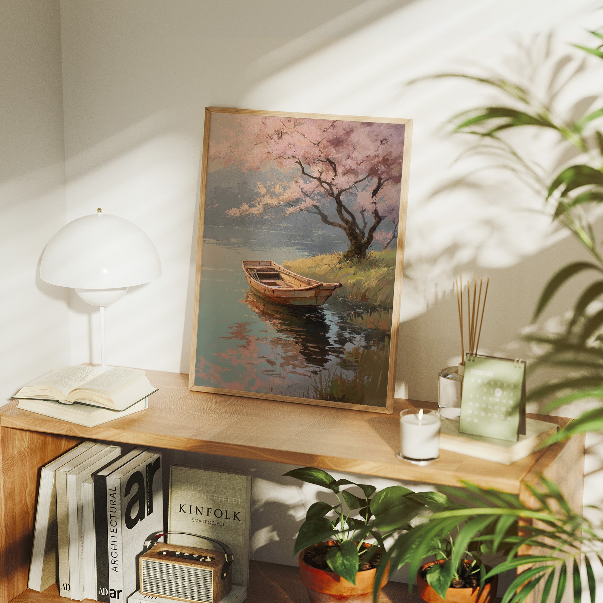 Cherry Blossoms Guard The Quiet Harbor