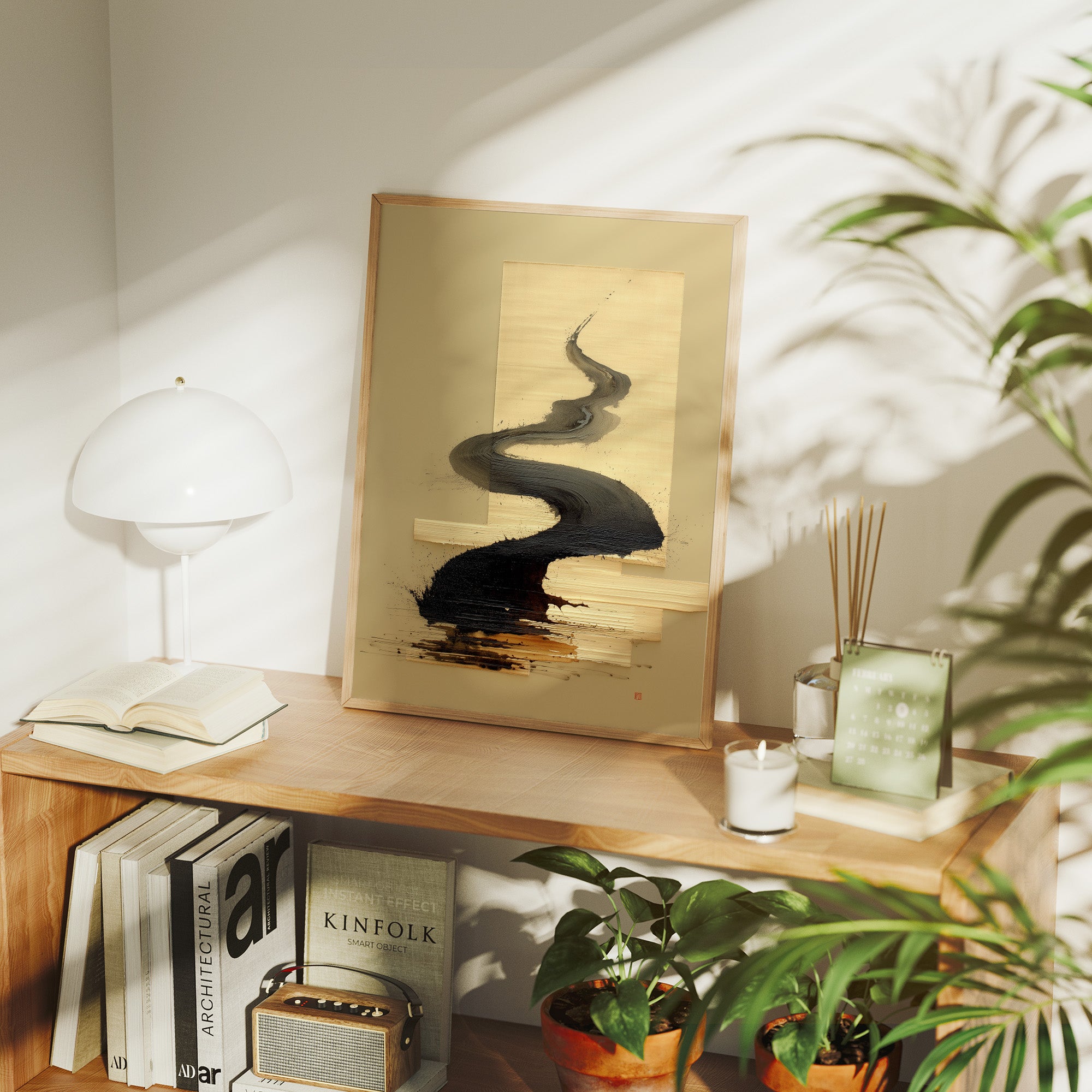 Ink Rivers Flow Through Golden Light