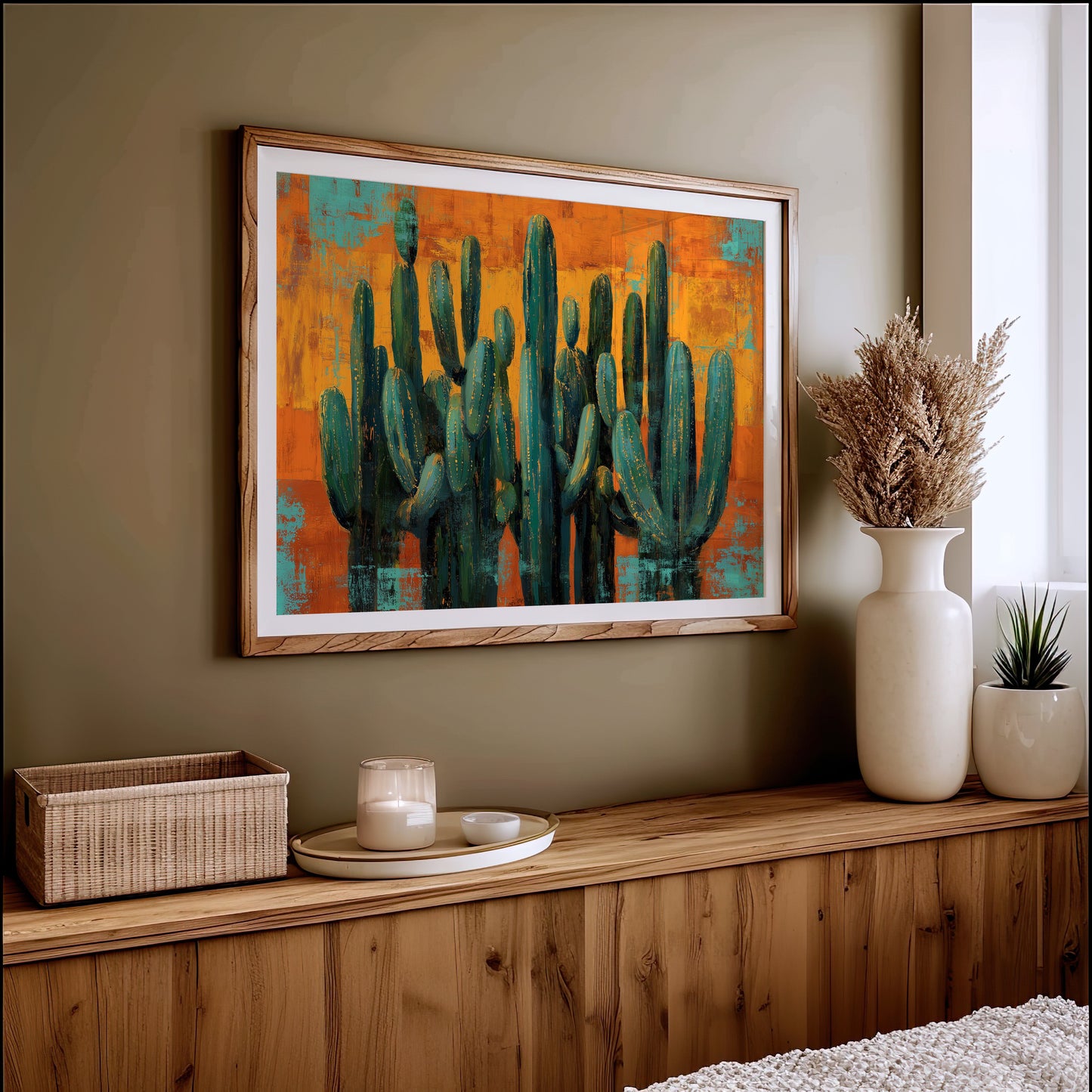 Saguaros Against Copper Sky