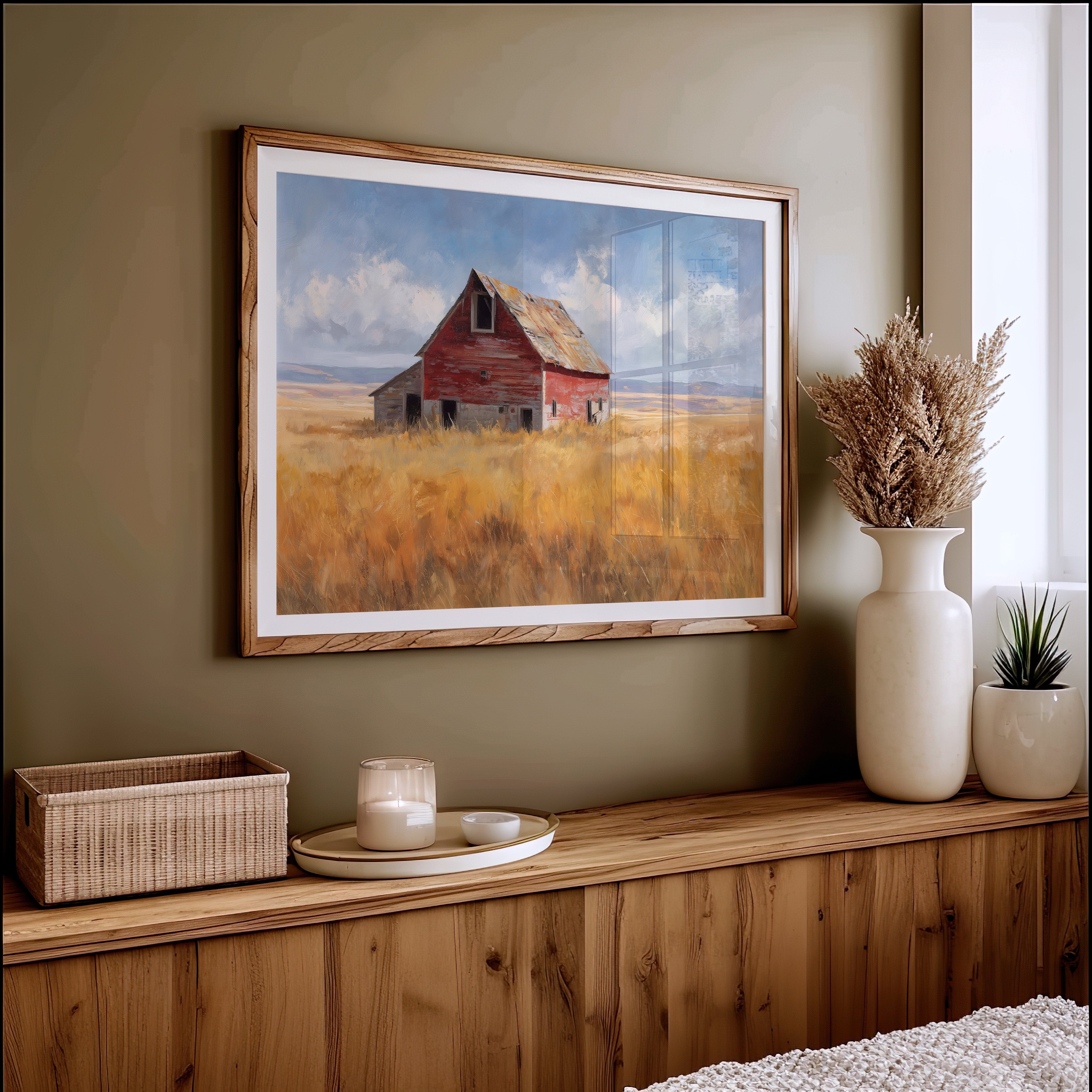 Weathered Red Against Golden Fields